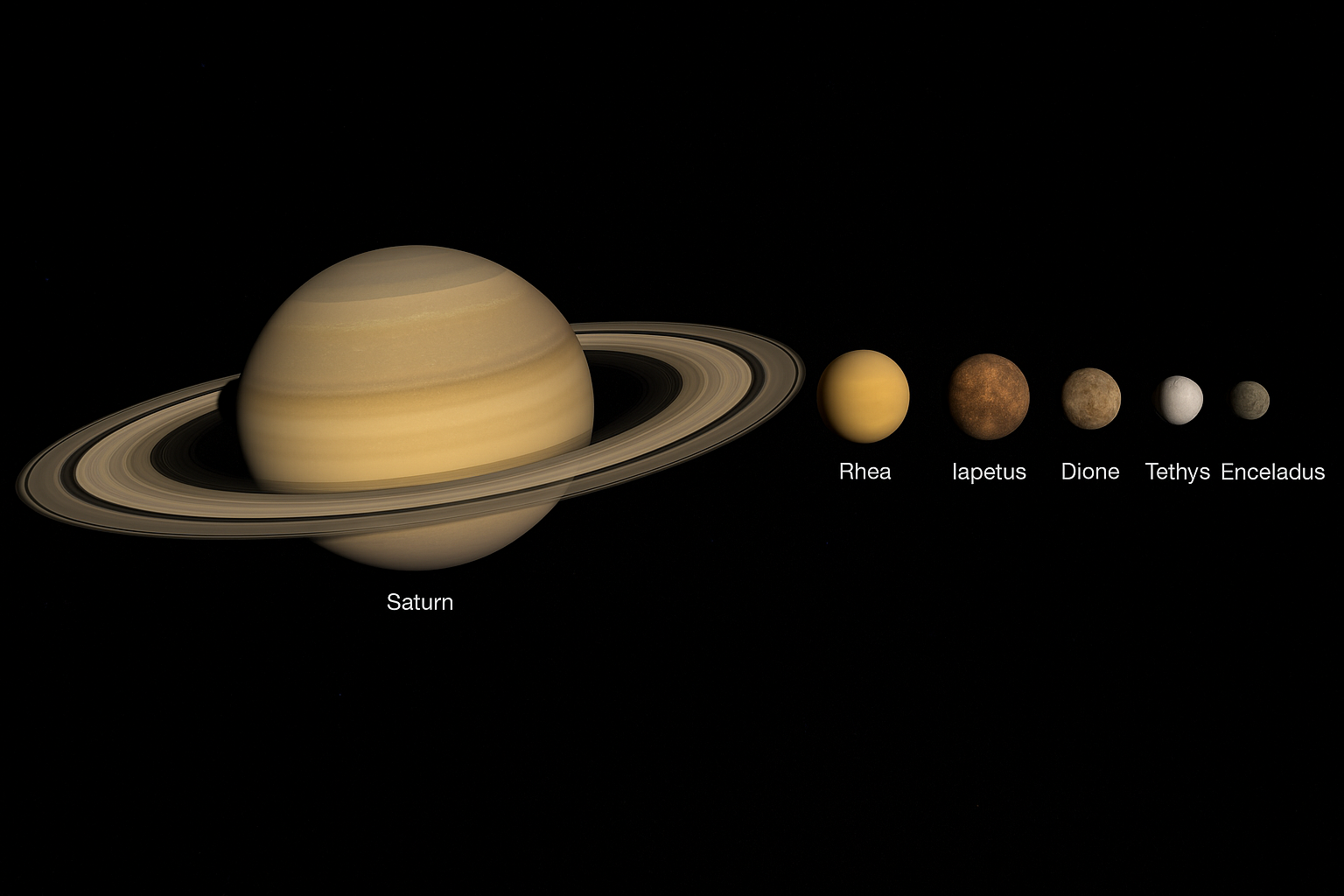Saturnus met maanen